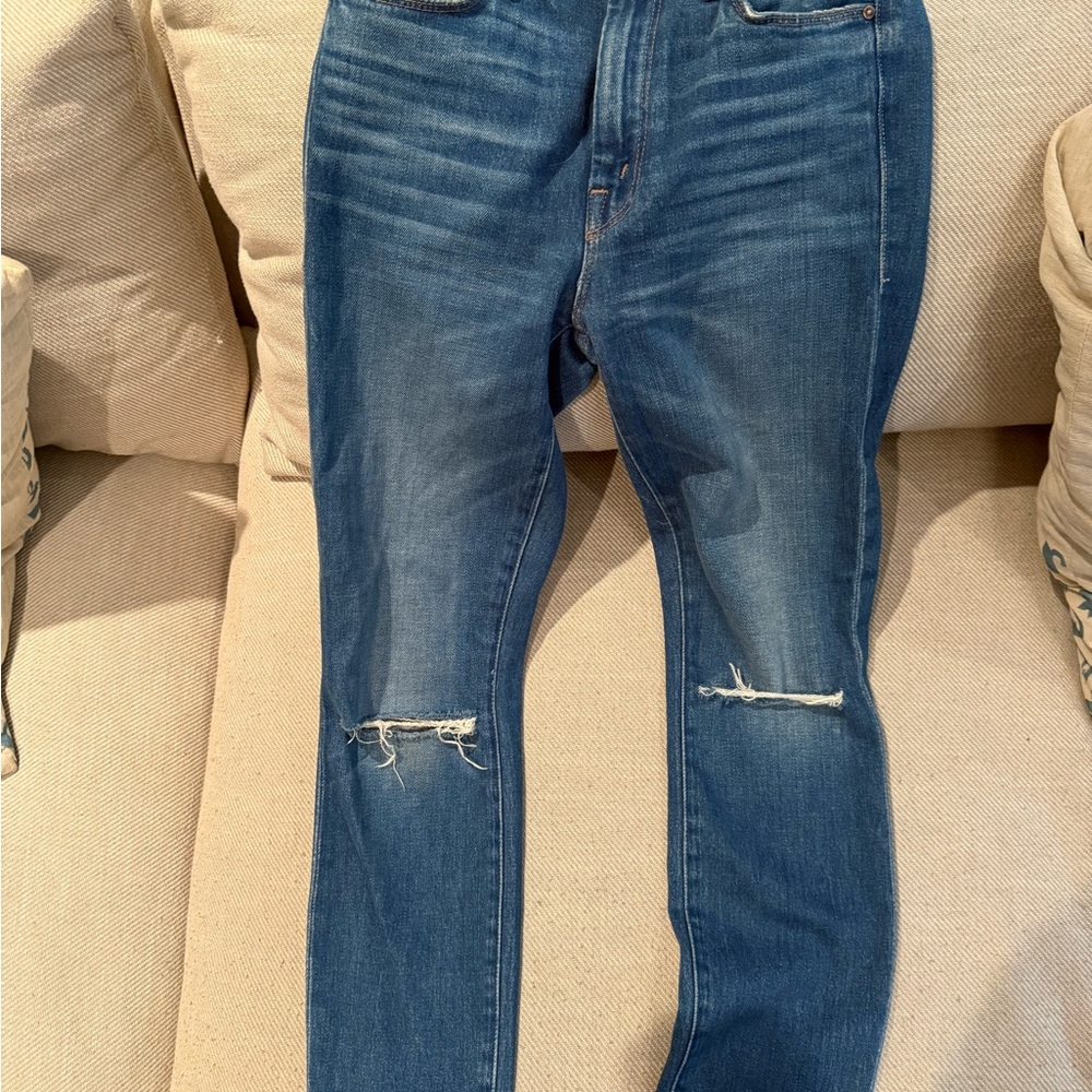 MOTHER Blue Skinny Jeans Distressed Style